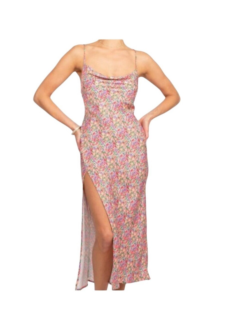 RESA Multicolor Floral Slip Dress with Side Slit Size S